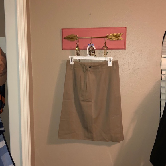 Ralph Lauren Blue Label Tan Khaki Beige Pencil Skirt, 10 - Picture 2 of 5